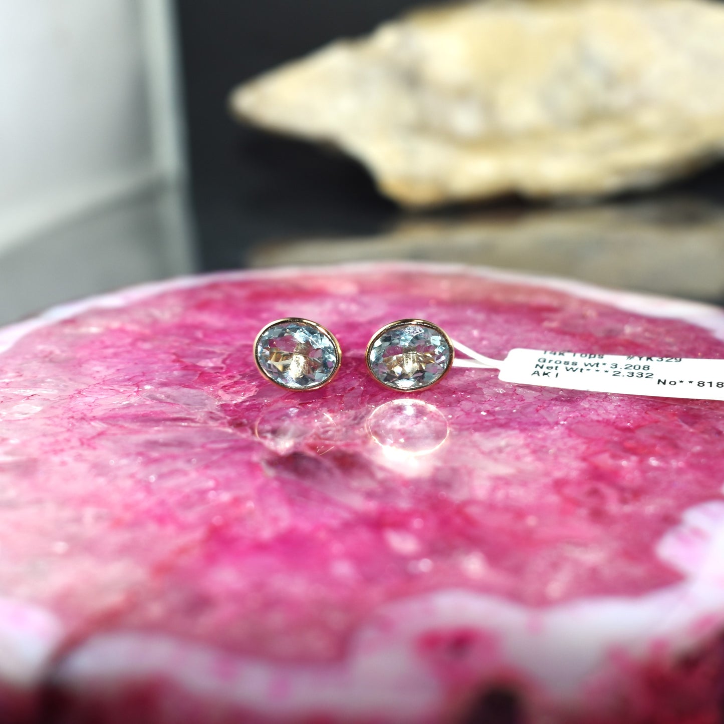Elegant Oval Aquamarine Stud Earrings in Solid 14K Gold – Timeless Light Blue Gemstone Jewelry for Everyday Grace