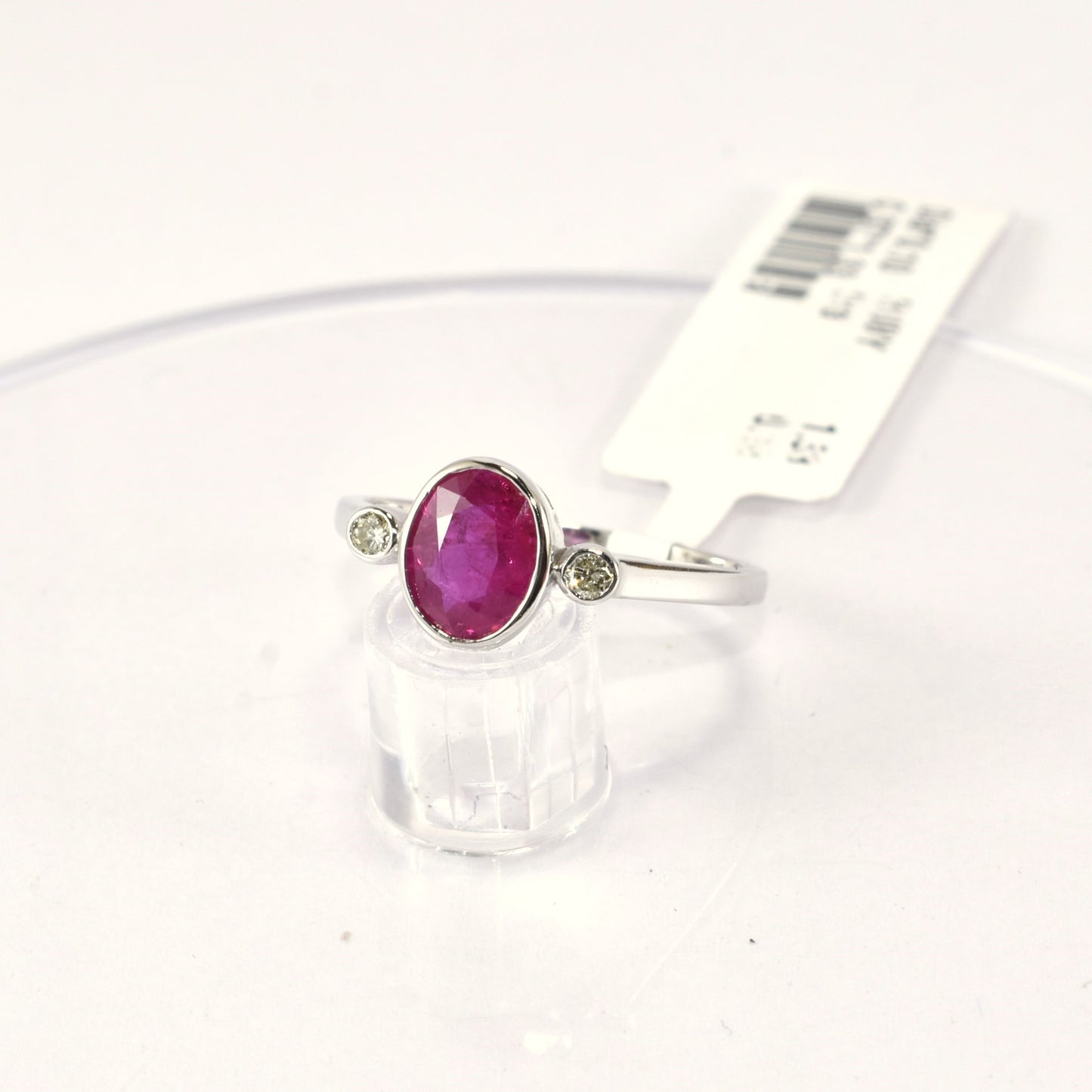 Simple Classic Ruby And Diamond 14K White Gold Ring Totaly Handmade