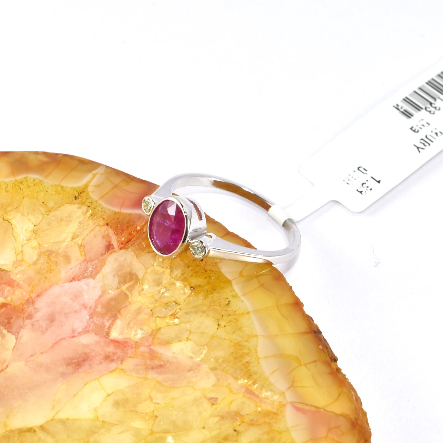 Simple Classic Ruby And Diamond 14K White Gold Ring Totaly Handmade