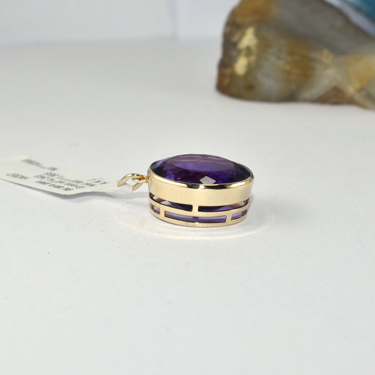 Simple Big Amethyst 9K Yellow Gold Pendant