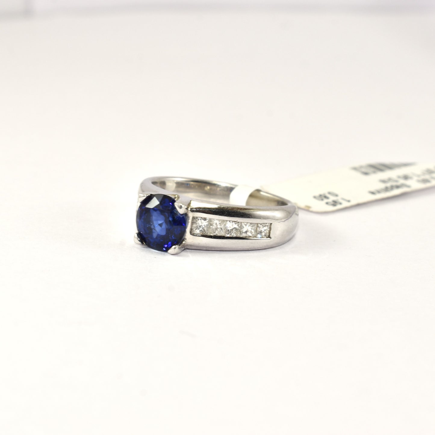 Top Qualty Blue Sapphire And Princess Cut Diamond In 925 Sterling Silver Ring