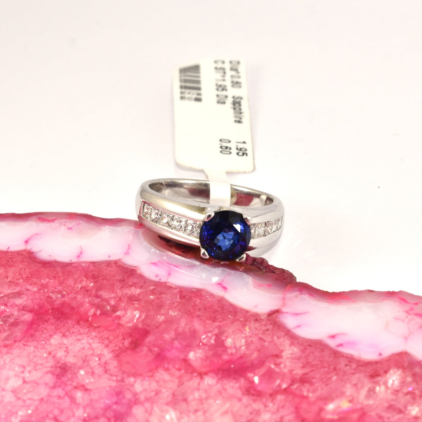 Top Qualty Blue Sapphire And Princess Cut Diamond In 925 Sterling Silver Ring
