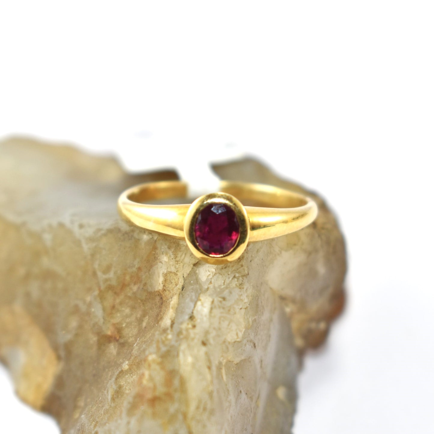 Light Weight Signet Ruby Ring In 18K Yellow Gold