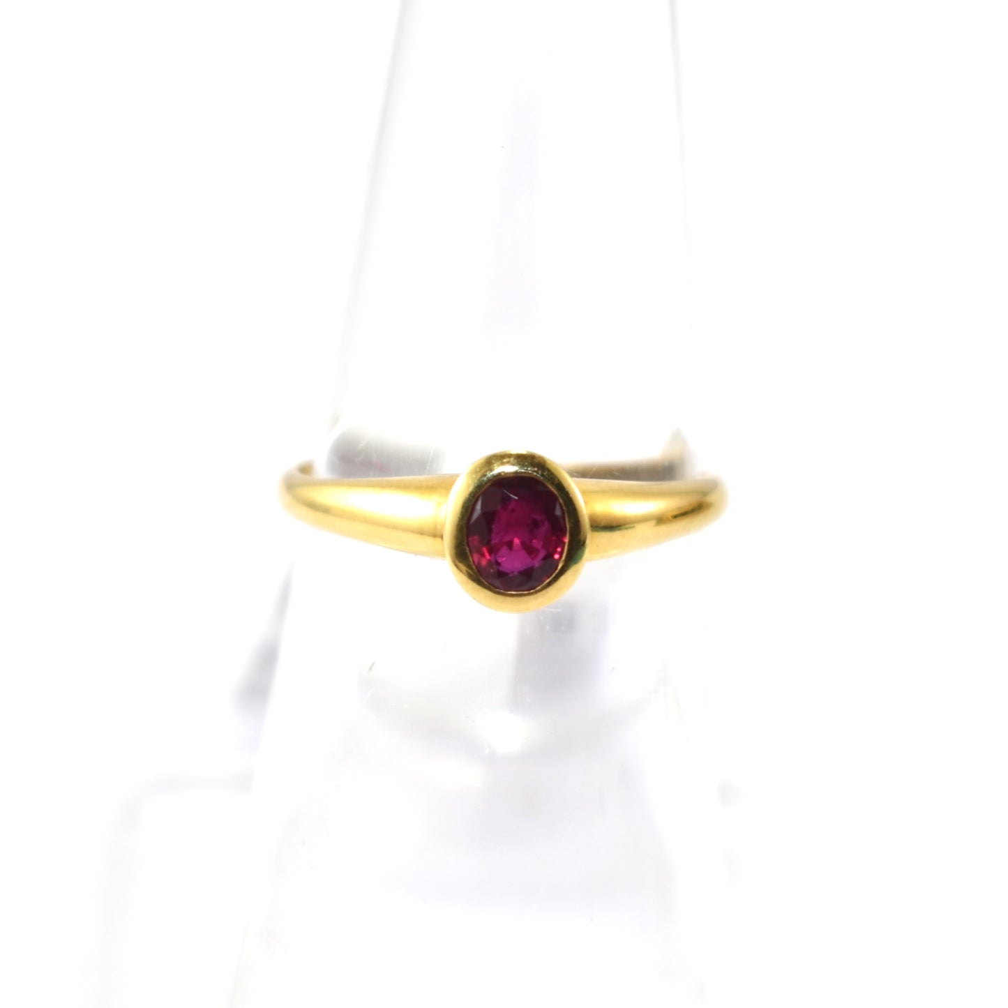 Light Weight Signet Ruby Ring In 18K Yellow Gold
