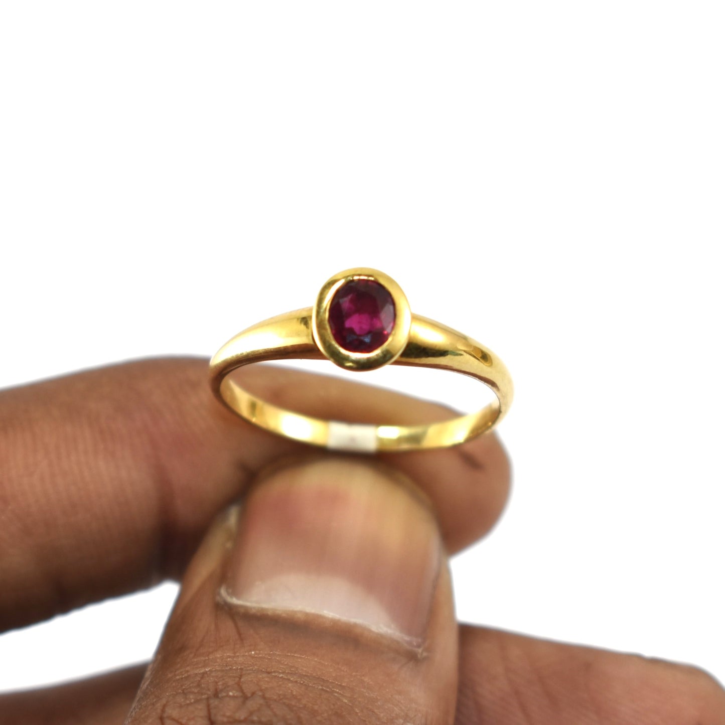 Light Weight Signet Ruby Ring In 18K Yellow Gold