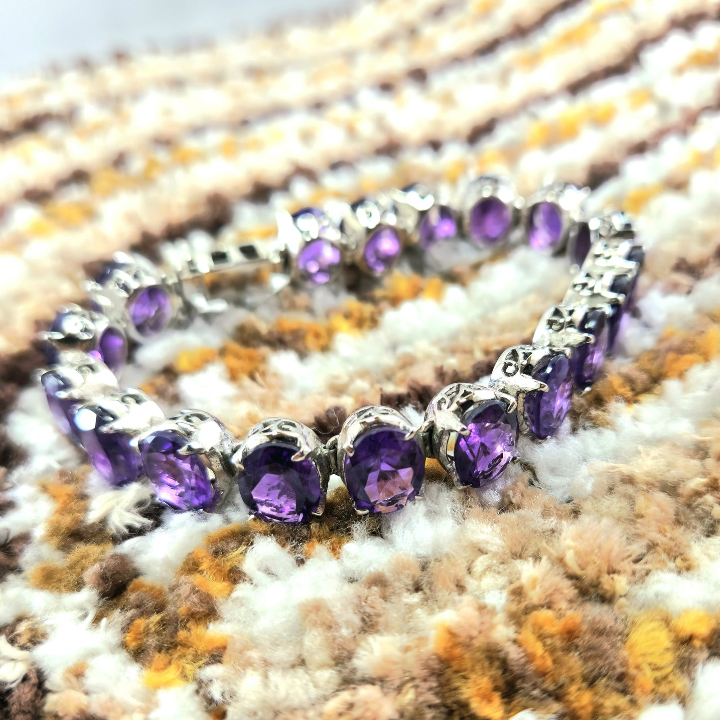 Magical Purple Big Bracelet with Amethyst in Silver
