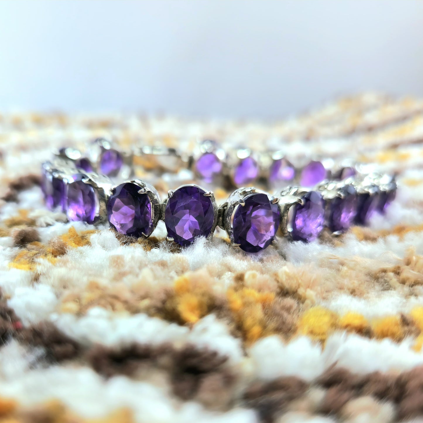 Magical Purple Big Bracelet with Amethyst in Silver