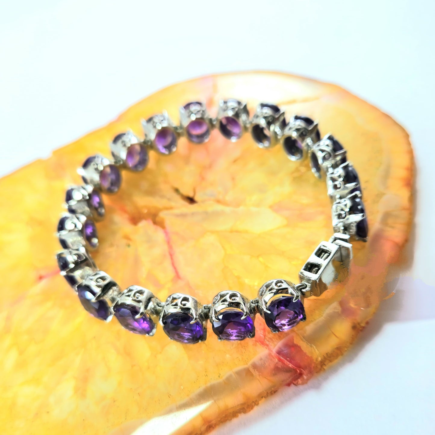Magical Purple Big Bracelet with Amethyst in Silver