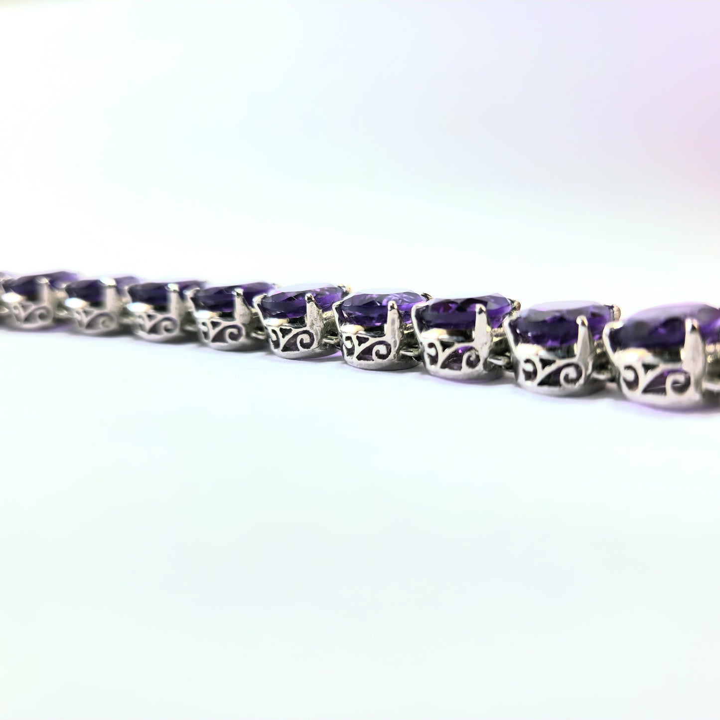 Magical Purple Big Bracelet with Amethyst in Silver