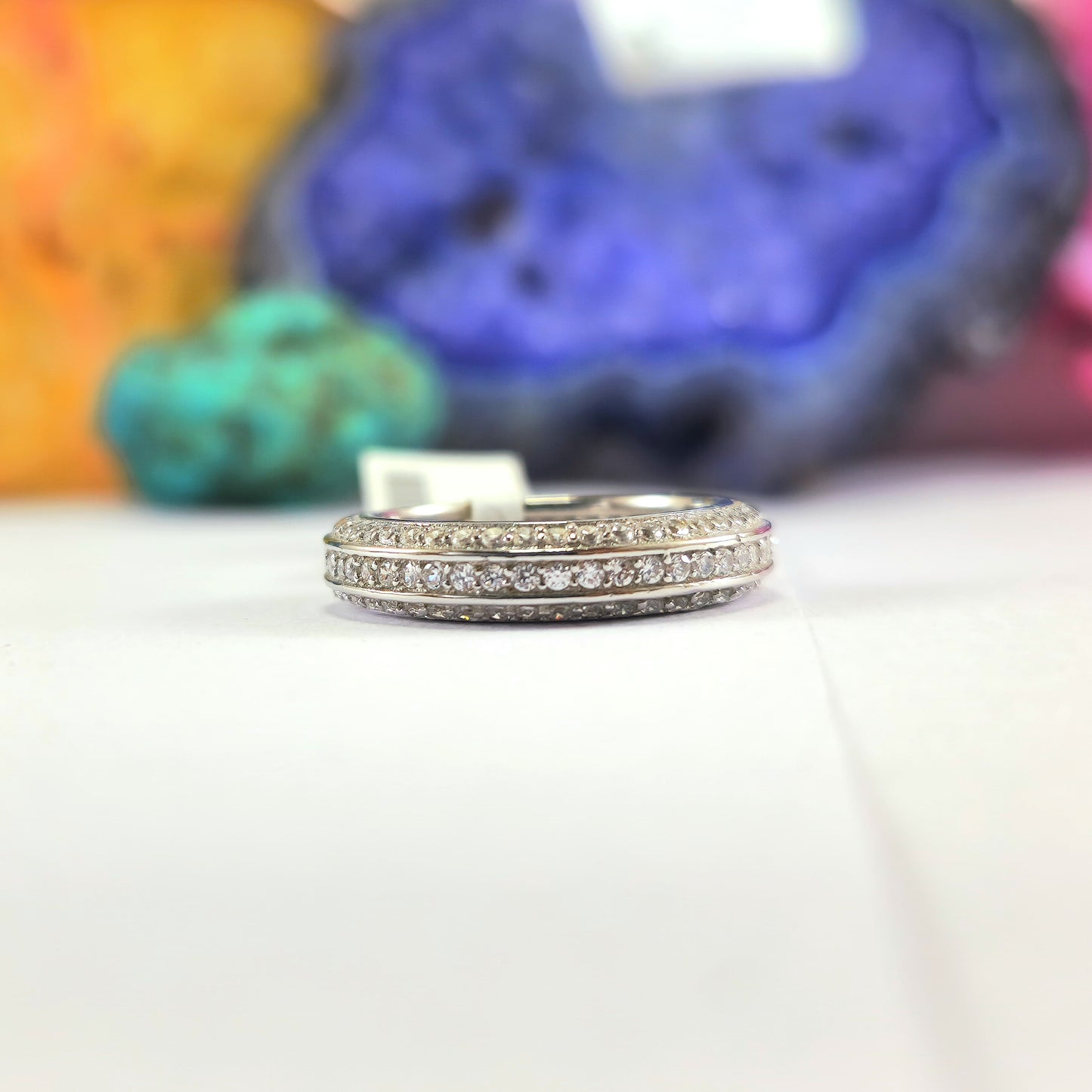 Evergreen Classic Full Band Ring With Zirconia In 92.5 Sterling Silver