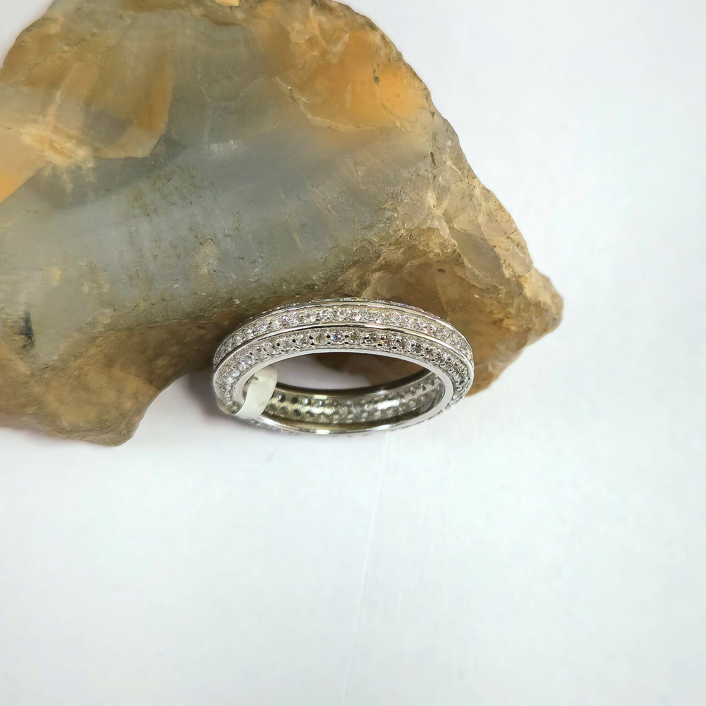 Evergreen Classic Full Band Ring With Zirconia In 92.5 Sterling Silver