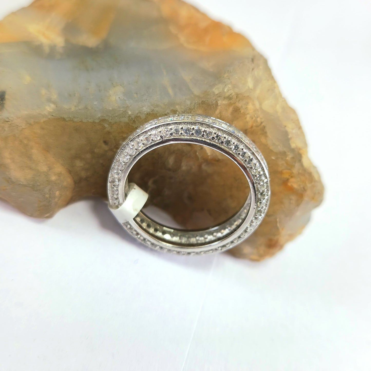 Evergreen Classic Full Band Ring With Zirconia In 92.5 Sterling Silver
