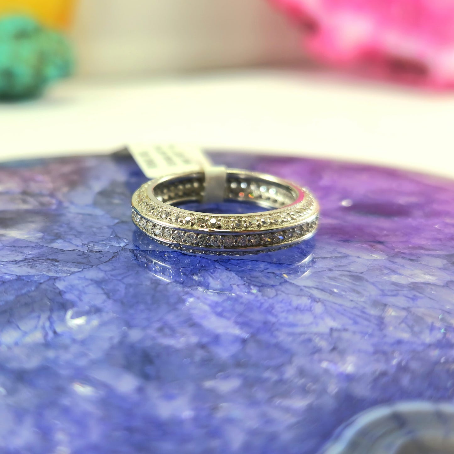 Evergreen Classic Full Band Ring With Zirconia In 92.5 Sterling Silver