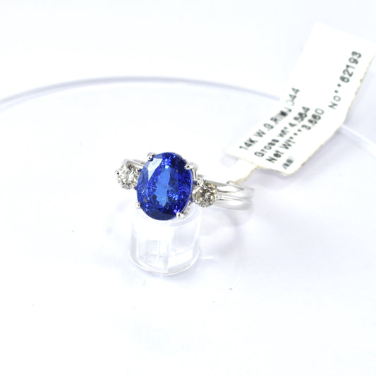 Evergreen In Demand Tanzanite And Diamond 14K White Gold Ring