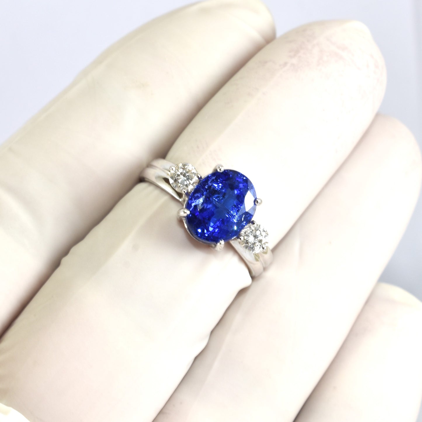 Evergreen In Demand Tanzanite And Diamond 14K White Gold Ring