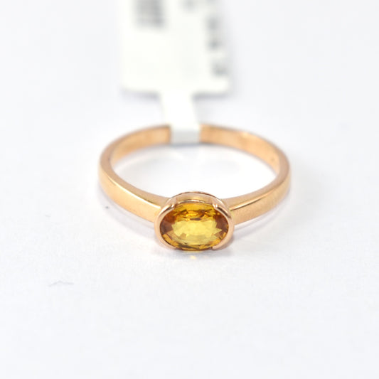 Perfect Unisex Signet 14K Yellow Gold Yellow Sapphire Ring