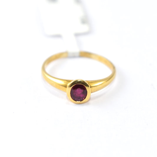 Light Weight Signet Ruby Ring In 18K Yellow Gold
